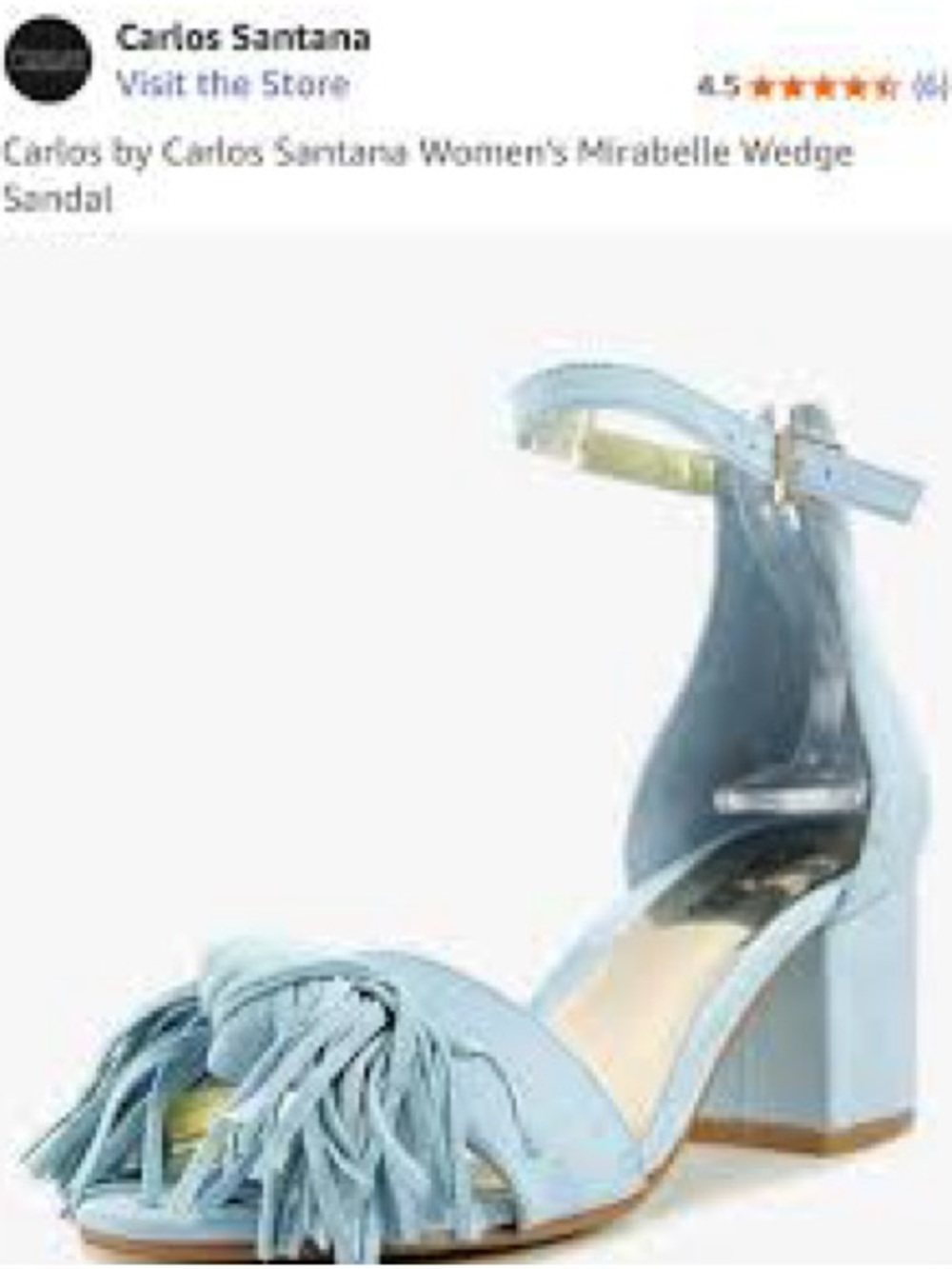 Carlos by Carlos Santana Light Blue Fringe Block Heel Wedge Sandal